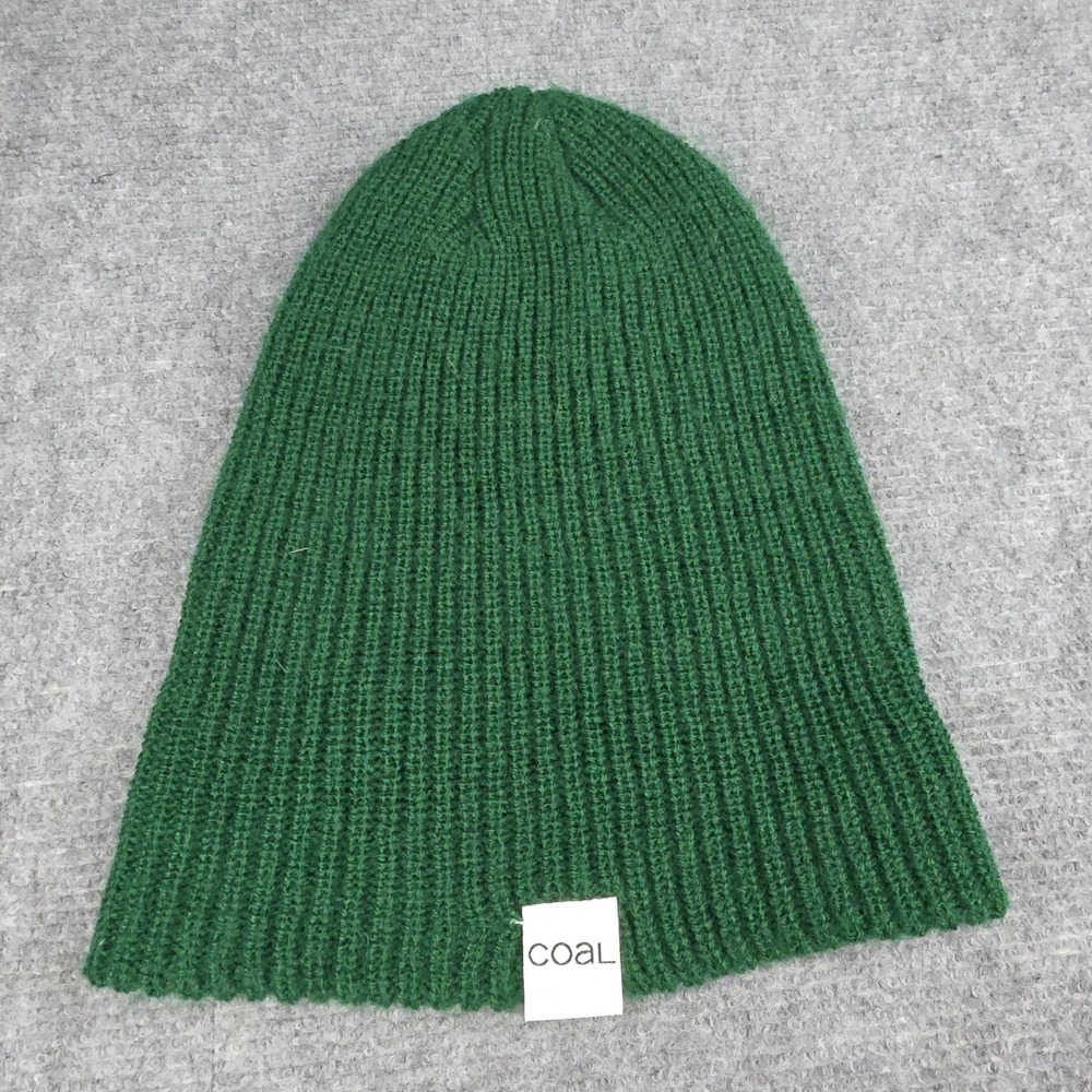 Coal Beanie Hat Green Ribbed Knit Heart & Coal One‎ Size Mens Cuffed Winter USA